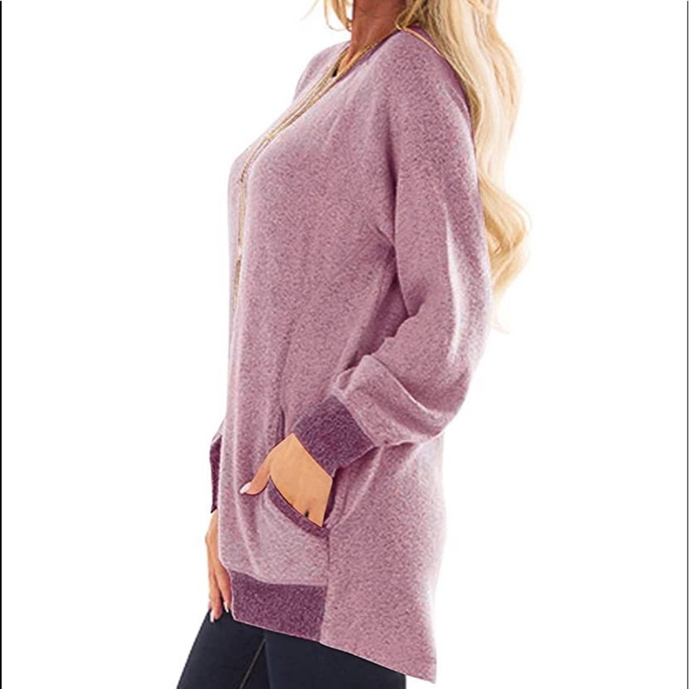 Beautiful woman sweatshirt with pocket loose - Picture 9 of 12